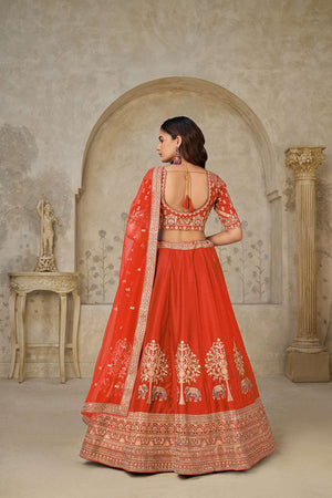 Rust Sequin with Embroidered Silk Lehenga