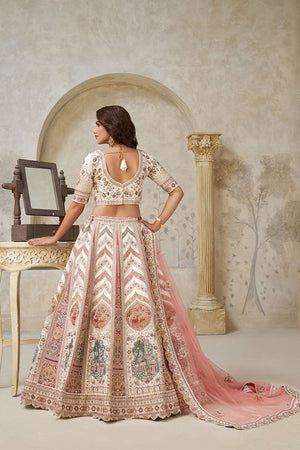 Cream Sequin with Embroidered Silk Lehenga