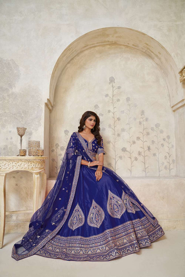 Violet Sequin with Embroidered Silk Lehenga