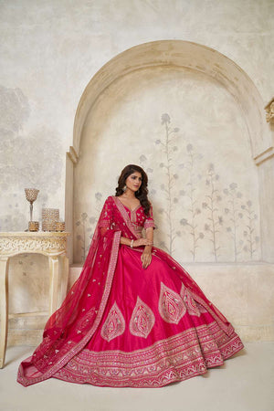 Magenta Sequin with Embroidered Silk Lehenga
