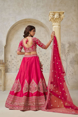 Magenta Sequin with Embroidered Silk Lehenga