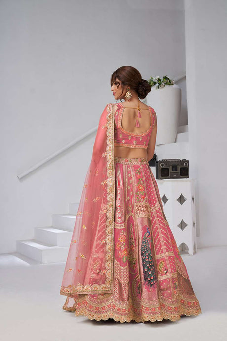 Pink Sequin with Embroidered Banarsi Lehenga