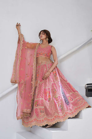 Pink Sequin with Embroidered Banarsi Lehenga