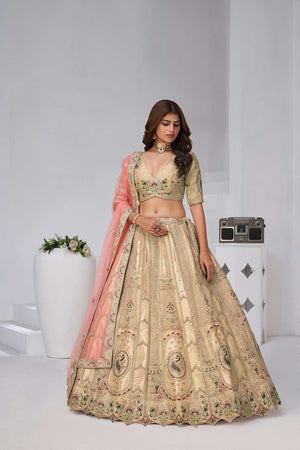 Brown Sequin with Embroidered Banarsi Lehenga