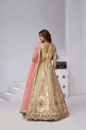 Brown Sequin with Embroidered Banarsi Lehenga