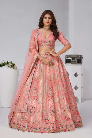 Pink Sequin with Embroidered Banarsi Lehenga