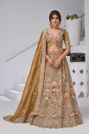 Mehendi Sequin with Embroidered Organza Lehenga