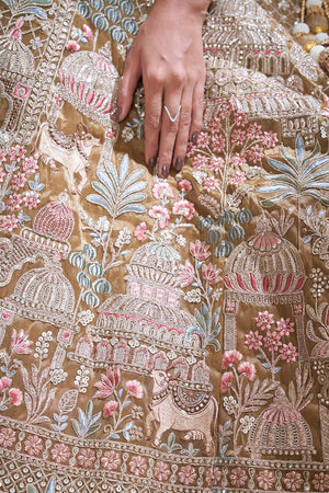 Mehendi Sequin with Embroidered Organza Lehenga