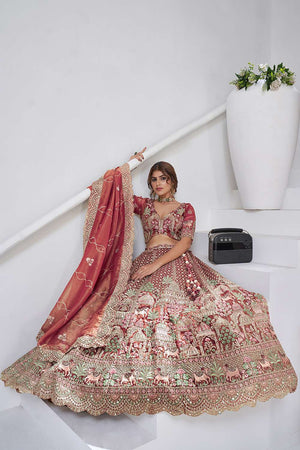 Pink Sequin with Embroidered Organza Lehenga
