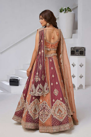 Rust Sequin Georgette Lehenga