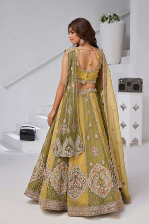 Yellow Sequin Georgette Lehenga
