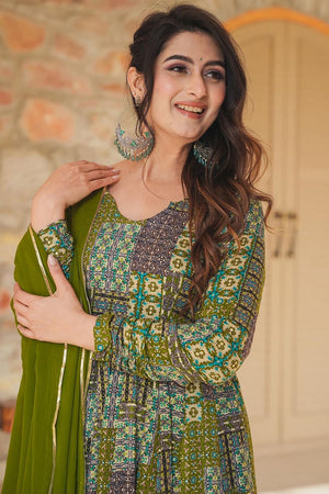 Green Printed Rayon Gown (KF Lucaya19-1905)
