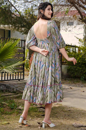Multi Color Printed Rayon Dresses (KF clora2-202)