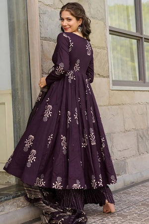 Violet Printed Rayon Palazzo Suits (KF clora3-301)