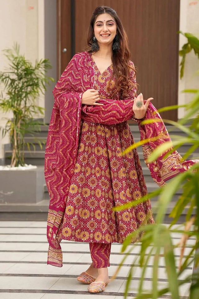 Multi Color Floral Printed Rayon Anarkali Suits (KF clora6-608)