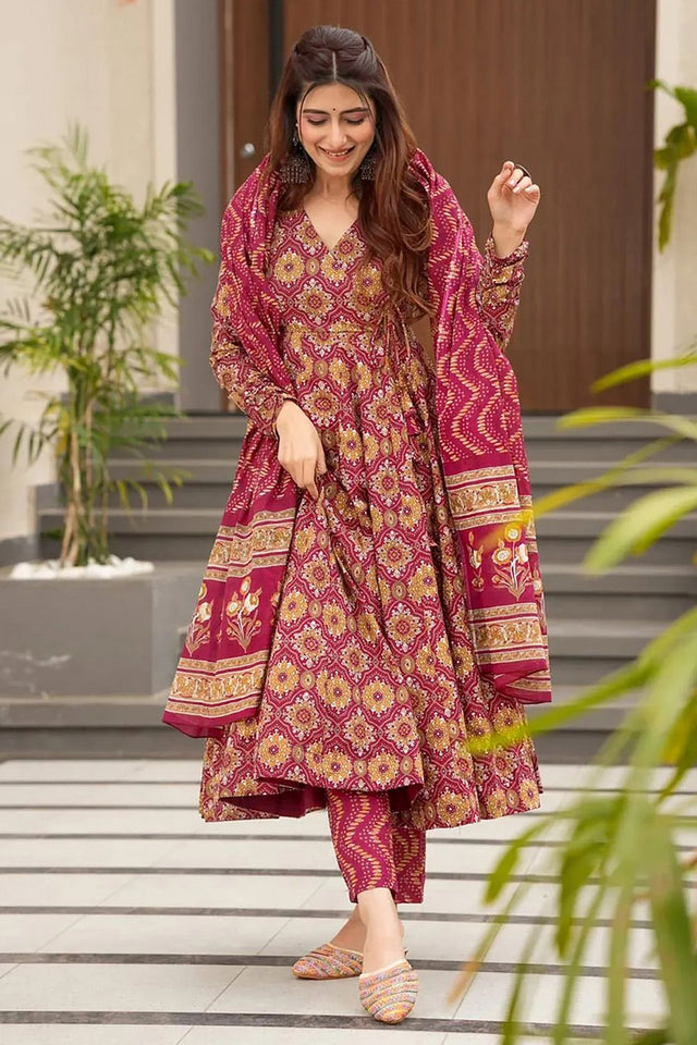 Multi Color Floral Printed Rayon Anarkali Suits (KF clora6-608)