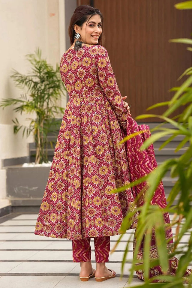 Multi Color Floral Printed Rayon Anarkali Suits (KF clora6-608)