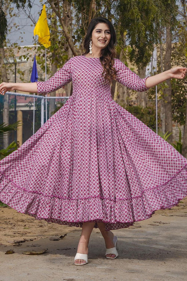 Pink Printed Rayon Dresses (KF clora8-802)