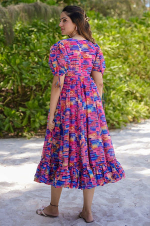 Multi Color Printed Rayon Dresses (KF clora8-804)