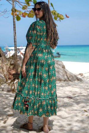 Green Printed Rayon Dresses (KF clora8-805)