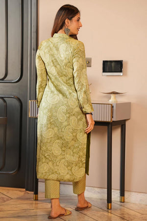 Green Printed Rayon Kurti Pant Set (KF lucaya12-1201)