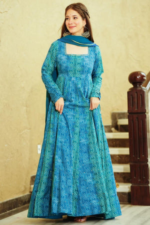 Blue Bandhani Printed Georgette Dresses (KF lucaya16-1606)