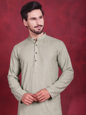 Men's Pista Sequins Chikankari Kurta