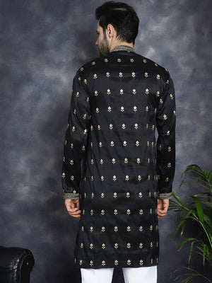 Men's Black Chikankari Embroidered Kurta