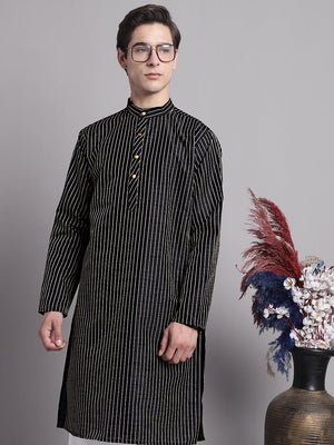 Men's Black Embroidered Design Kurta