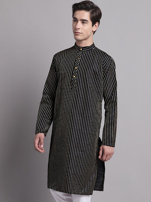 Men's Black Embroidered Design Kurta