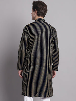 Men's Black Embroidered Design Kurta