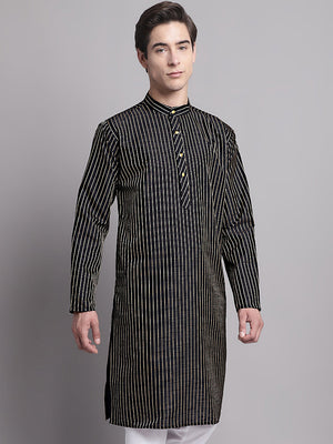 Men's Black Embroidered Design Kurta