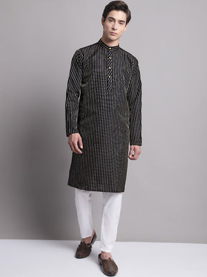 Men's Black Embroidered Design Kurta