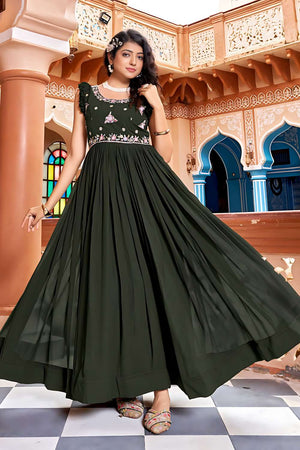 Mehendi Sequin Georgette Anarakali Gown