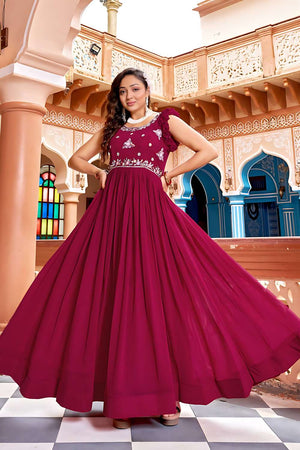 Rani Pink Sequin Georgette Anarakali Gown