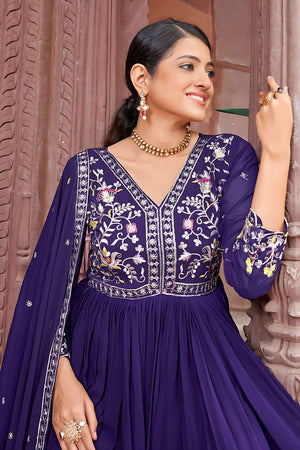Purple Sequin Georgette Anarakali Gown