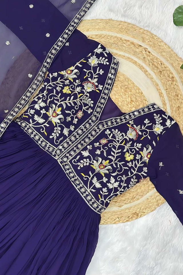 Purple Sequin Georgette Anarakali Gown