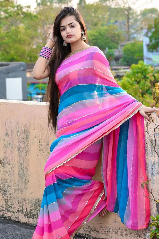 Multi Color Sequin Georgette Saree (Khushbu)