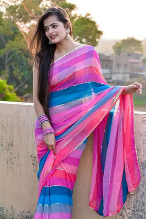 Multi Color Sequin Georgette Saree (Khushbu)