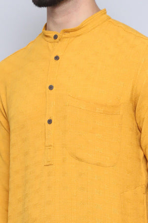 Men's Yellow Cotton Solid Long Kurta (LK-BF1287-SFB)