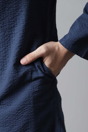 Men's Blue Cotton Stripes Long Kurta