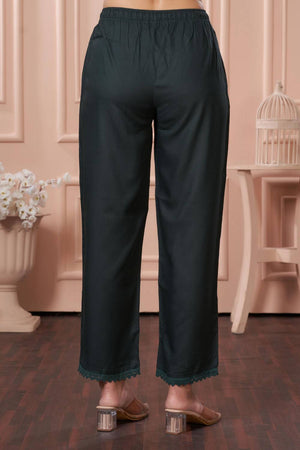 Green Printed Rayon Kurti Pant Set