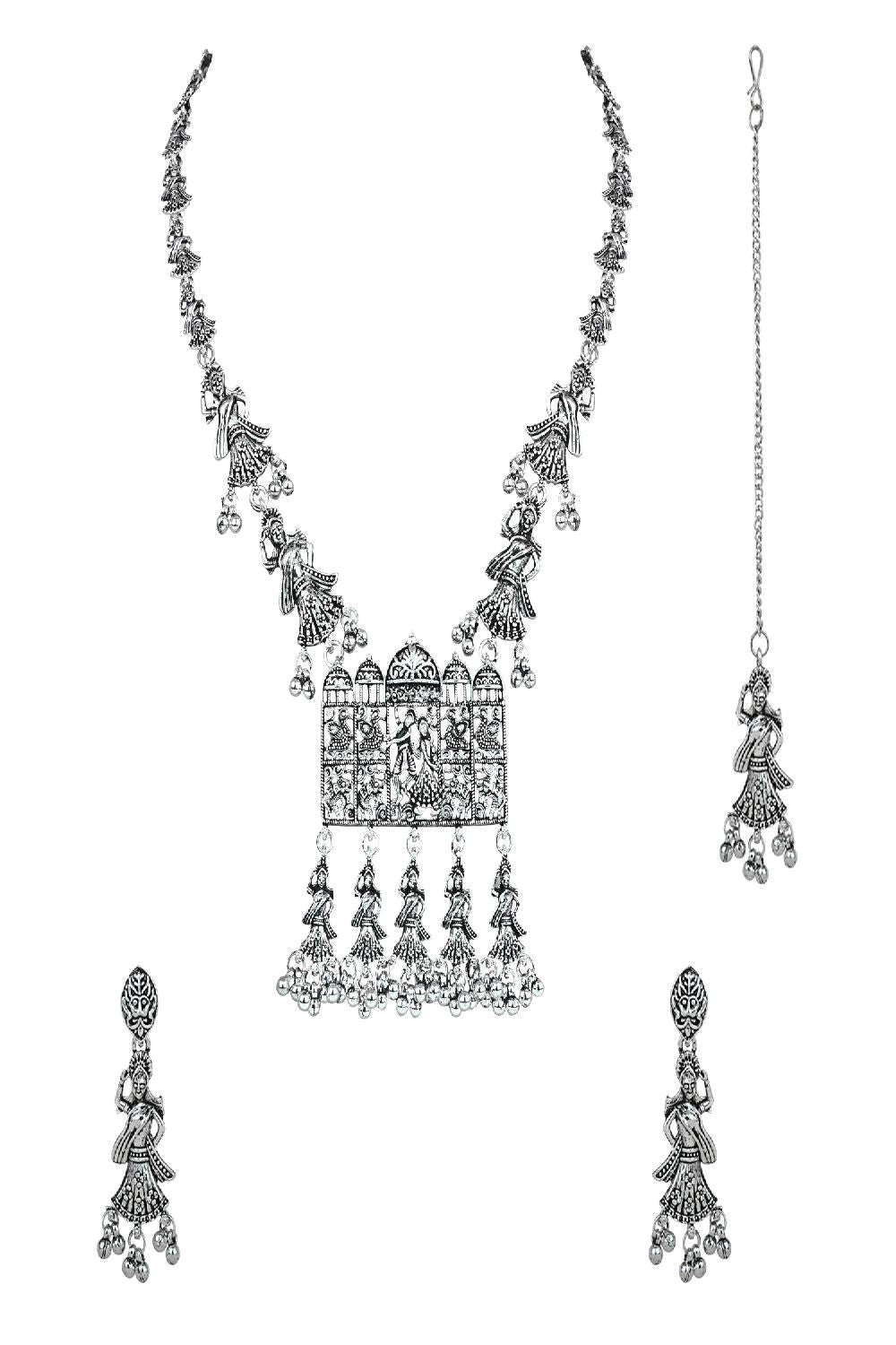 Buy Silver Oxidised Inspired by Garba With Peacock and Elephant Design ...