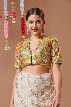 Green Embroidered Georgette Blouse