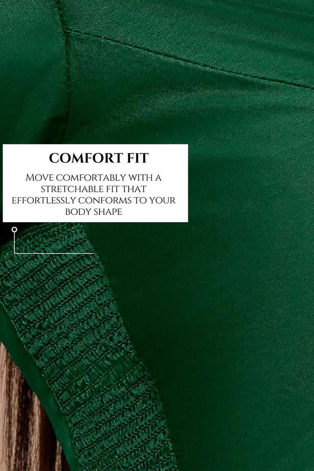 Green Solid Silk V Neck Blouse