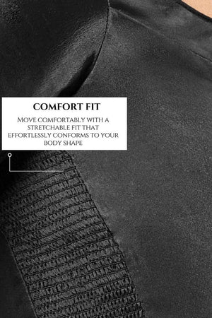 Black Solid Silk V Neck Blouse