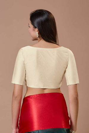 White Solid Silk Sweetheart Neck Blouse