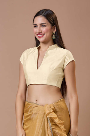 White Solid Silk Collar Neck Blouse