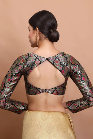 Black Woven Brocade Blouse