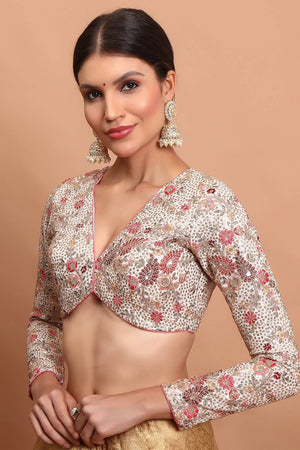 Cream Embroidered Georgette Blouse
